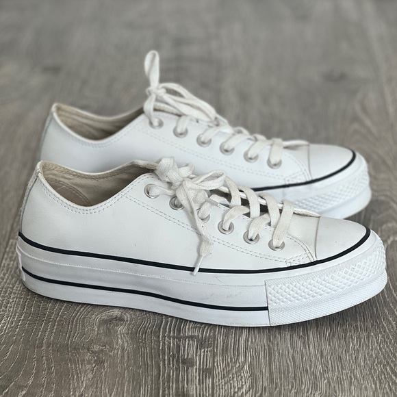 Converse White Chuck Taylor All Star Lift Platform Leather - Picture 3 of 8